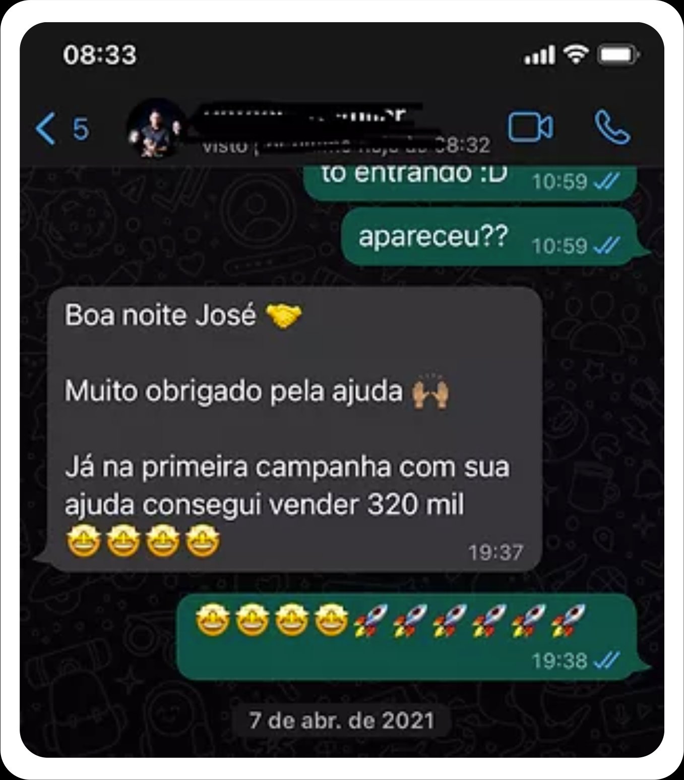 Depoimento aluno — R$ 320 mil na primeira campanha